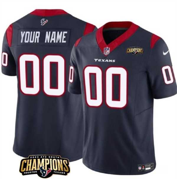 Men & Women & Youth Houston Texans Active Player Custom Navy 2023 F.U.S.E. AFC South Champions Patch Vapor Limited Jersey->customized nfl jersey->Custom Jersey